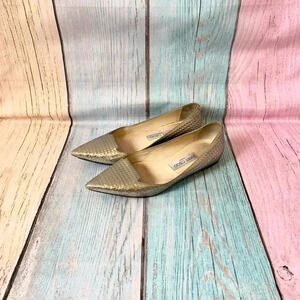 Jimmy Choo silver pointy flats